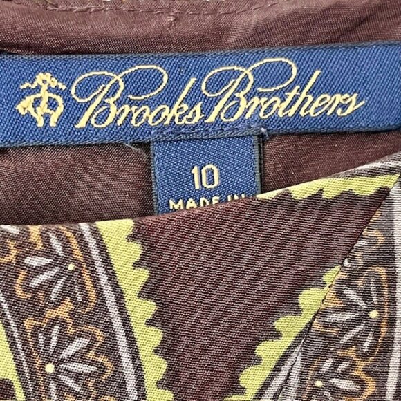 Brooks Brothers 100% Silk Shift Dress - Toast Lime Taupe - 10 - Picture 8 of 11